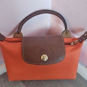 Longchamp Orange Mini Bag with DIY Grommet And Strap